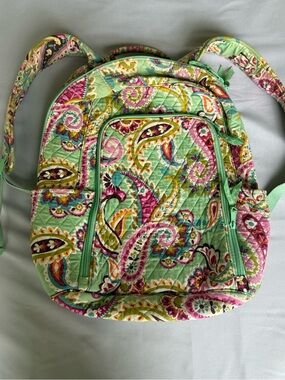 Vera Bradley Aquamarine Paisley tufted quilted laptop backpack